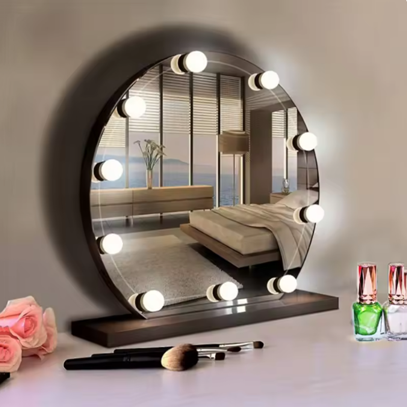 Dressing Table Vanity With Lighted Mirror - โคมไฟแต่งหน้าฮอลลีวูดพร้อมกระจก LED ถอดได้ ใช้พลังงาน USB สำหรับโต๊ะเครื่องแป้งมืออาชีพ
