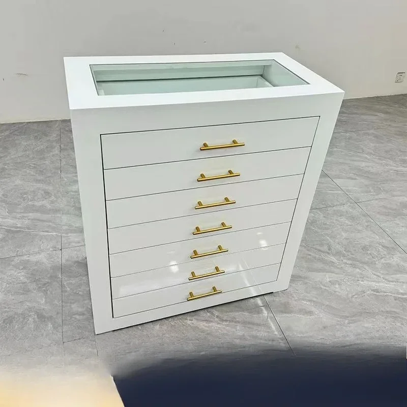 Storage - ตู้เก็บเครื่องประดับสำหรับเคาน์เตอร์ในห้องเก็บเสื้อผ้า, ตู้โชว์เครื่องประดับแบบสองด้านสำหรับร้านเสื้อผ้า, ไอส์แลนด์กลางแบบหลายชั้น