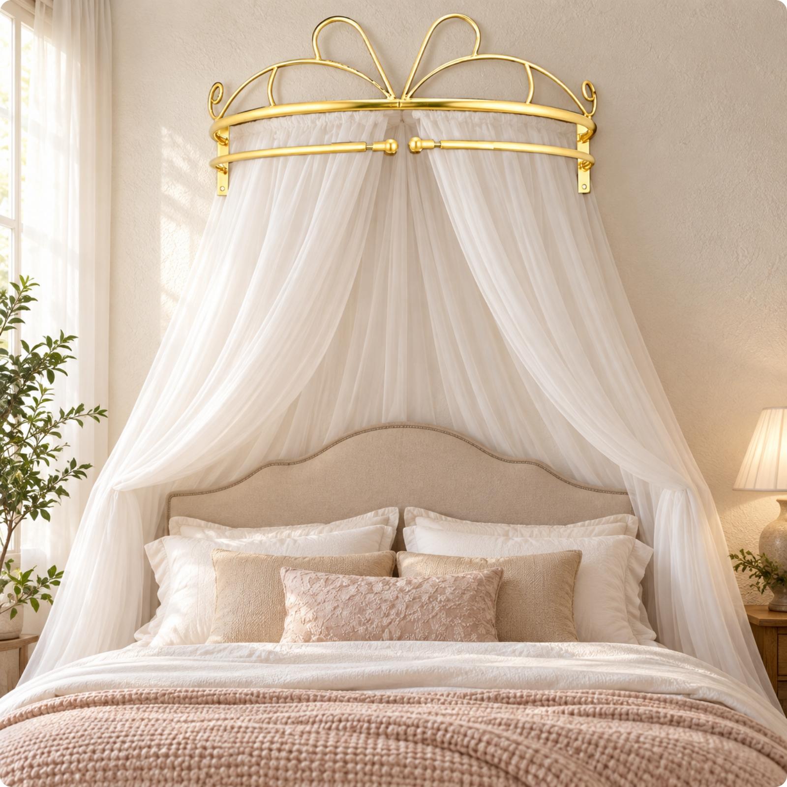 โครงม่านเตียงแบบติดผนัง ทำจากโ - Canopy Bed Frame Metal Queen บทวิจารณ์และราคา