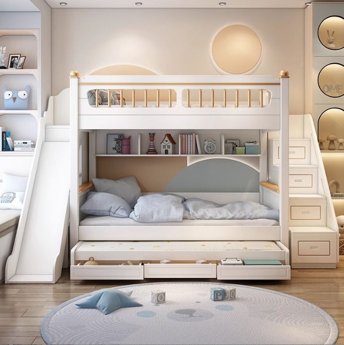 เฟอร์นิเจอร์ห้องนอนเด็ก เตียงส - Bunk Bed With Stairs And Slide บทวิจารณ์และราคา