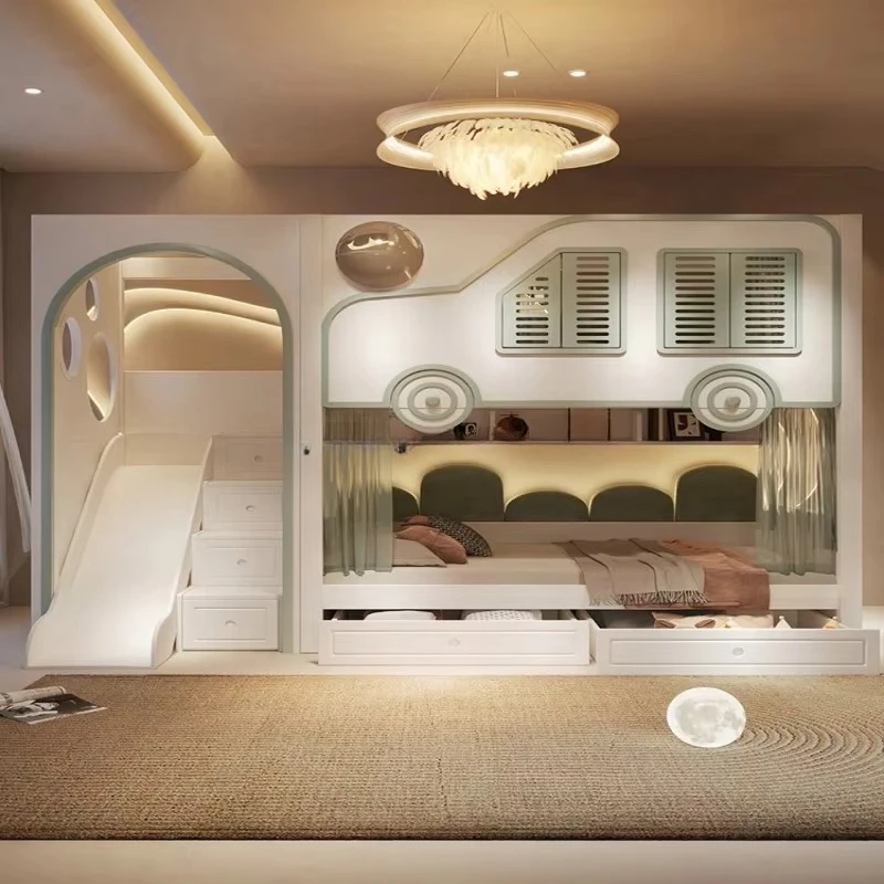 เตียงสองชั้นดีไซน์ใหม่สำหรับเด - Bunk Bed With Stairs And Slide บทวิจารณ์และราคา