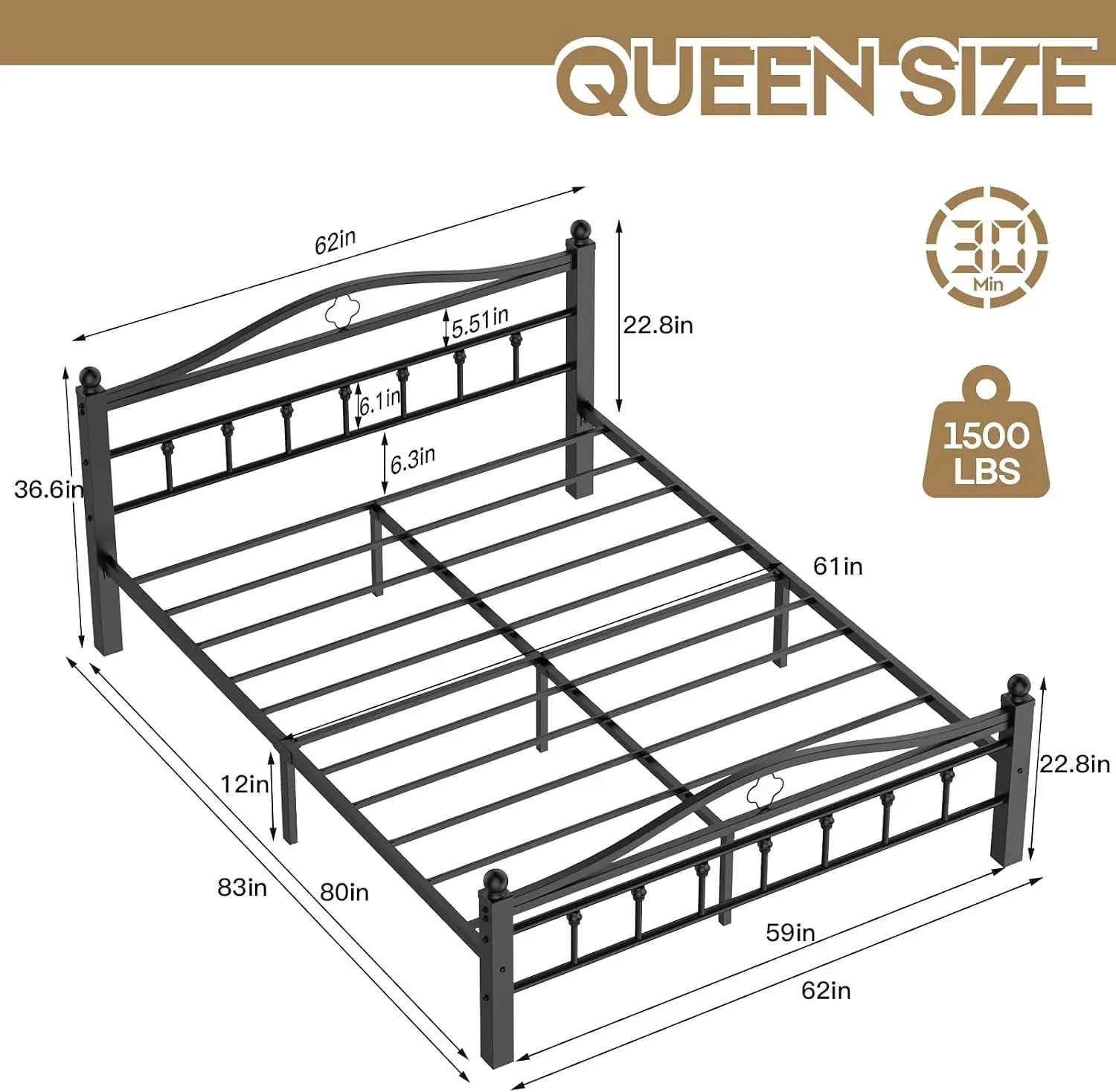 โครงเตียงโลหะขนาดควีนพร้อมหัวเ - Canopy Bed Frame Metal Queen บทวิจารณ์และราคา