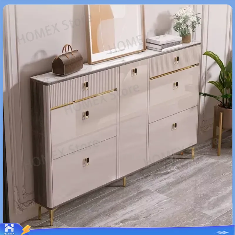 ตู้เก็บรองเท้ากันน้ำพร้อมม้านั - Shoe Rack Cabinet Narrow Entryway บทวิจารณ์และราคา