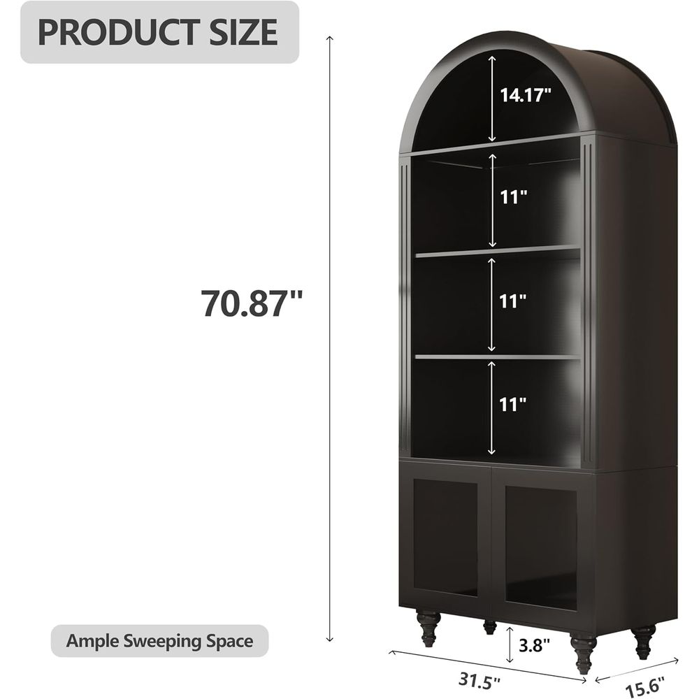 ตู้โชว์ไม้ทรงโค้งพร้อมประตูกระ - Storage บทวิจารณ์และราคา
