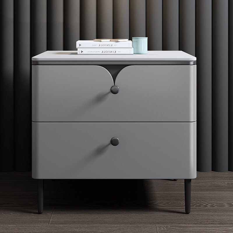 โต๊ะข้างเตียงไม้เนื้อแข็งทันสม - Solid Wood Nightstand 2 Drawers บทวิจารณ์และราคา